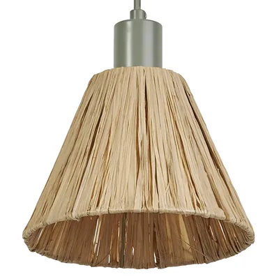 Image de LEDVANCE Lampe suspendue Decor Raffia vert-brun en raphia et métal, E27, diamètre 200 mm, abat-jour en matériau recyclé, durable grâce à la source lumineuse interchangeable, montage facile