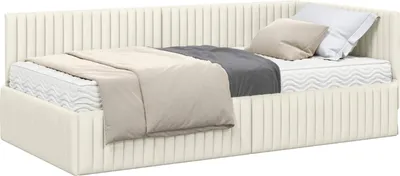 Image de vidaXL Cadre de lit d'angle avec matelas avec tête de lit 2 pcs Crème velours