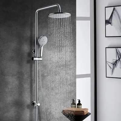 Duschset mit 23 cm Regenduschkopf, 4 Strahlarten, Chrom, Edelstahl
