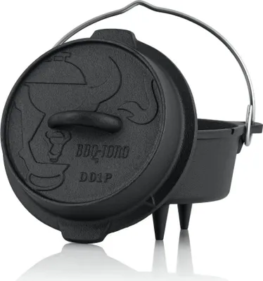 Zdjęcie produktu dla BBQ-Toro Dutch Oven DO1P, żeliwny garnek o pojemności 1,8 l, żeliwny garnek premium