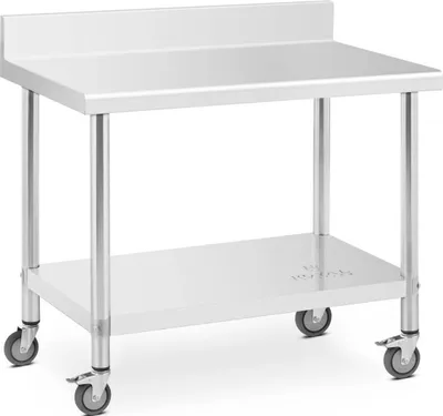 Obrázek produktu pro Expondo Royal Catering nerezový stůl s kolečky – PREMIUM – 60 x 100 cm – 155 kg – zvýšená hrana –