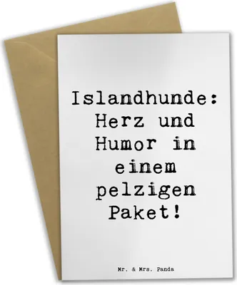 Produktbild von Mr. & Mrs. Panda Grußkarte Spruch Islandhund Freude - Weiß - Geschenk, Hunderassen, weihnachtskarten, hochzeitskarten, osterkarte, treue Begleiter, Hunde, Hunderasse