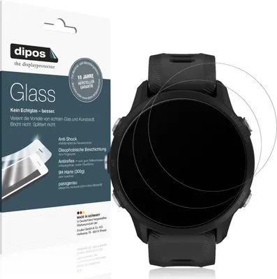 Produktbild von 2x Schutzfolie für Garmin Forerunner 955 matt - Anti-Shock 9H Folie dipos Glass Kunststoffglas