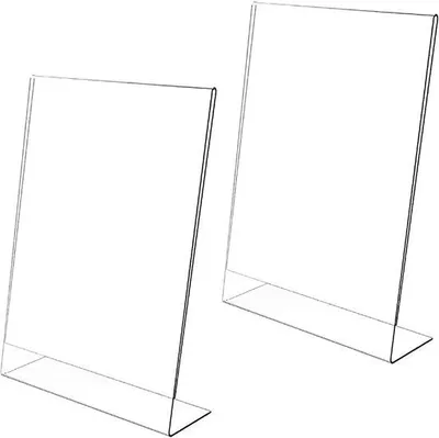 Immagine prodotto di Ibenzoa® Set Doppio per Portamenù in Acrilico a Forma di L, 2 pezzi – supporti trasparenti per menu, ideali per presentazioni ed esposizioni, basi stabili per foto e informazioni