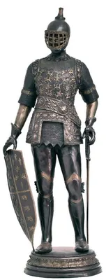 Immagine prodotto di Casa Padrino scultura in bronzo con decorazione medievale, cavaliere con spada e scudo 74 x 56 x H. 193 cm - Grande figura decorativa in bronzo - Accessori per decorazione medievale