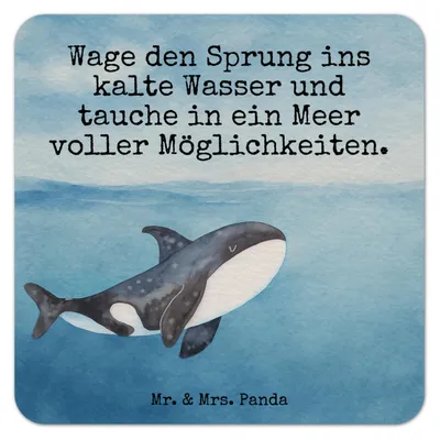 Produktbild von Mr. & Mrs. Panda Bierfilzl Orca Design 50er Set - Weiß - Geschenk, Tassenuntersetzer, Neustart, Meer, gläseruntersetzer, Arbeit, Pappuntersetzer, Tischuntersetzer