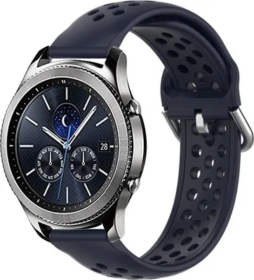 Produktbild von Strap-it Samsung Gear S3 Classic / Frontier Silikonarmband mit Löchern (Dunkelblau)