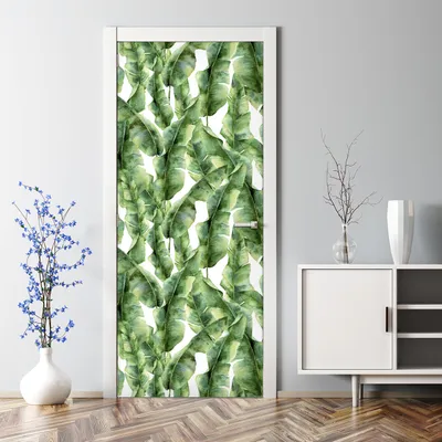 Produktbild von Dekorative Türtapete selbstklebend Türposter Tapete Türaufkleber Grüne Bananenblätter 77 x 200 cm
