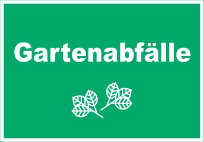 Produktbild von Gartenabfälle Mülltrennung Schild Text Symbol Blätter Garten waagerecht A6 (105x148mm)