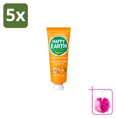 Image de 5 x Déodorant crème Happy Earth Rose Petitgrain, 40 ml - Lot de 5