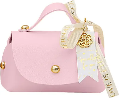 Produktbild von Verpackung Box Ribbon Bow Griff Design Handtasche Form Faux Leder Hochzeit Gefallen Geschenk Candy Bag Haushalt Zubehör-Rosa ,Größen:S