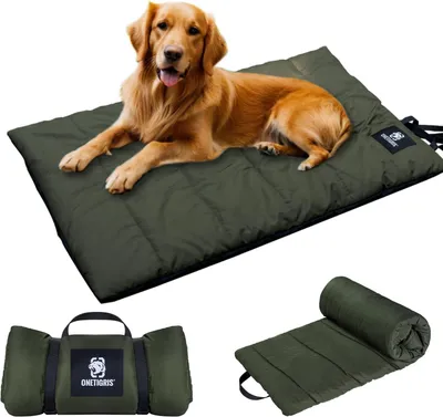 Productafbeelding van Hondendeken - 110 x 68 cm - wasbaar en waterdicht - opvouwbaar voor reizen en kamperen - olijfgroen