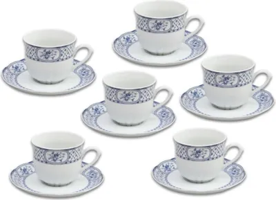 Produktbild von Thun 1794 Rose, Kaffeetassen und Untertassen, blaue Schleife, Thun, 6 Stück