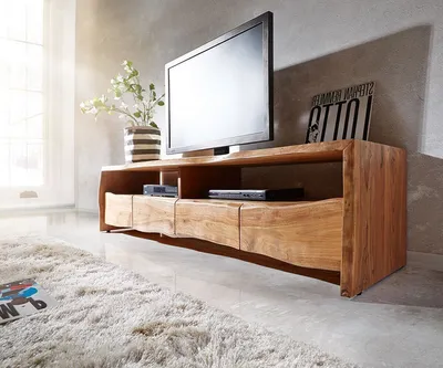 Produktbild von DELIFE Lowboard Live-Edge 230 cm Akazie Natur massiv 4 Schübe
