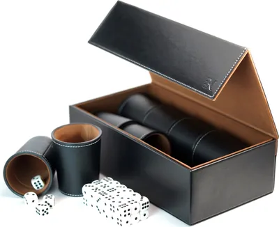 Produktbild von Würfelkoffer Transportkoffer mit Würfelbecher Würfelset 8 Becher 40 Würfel