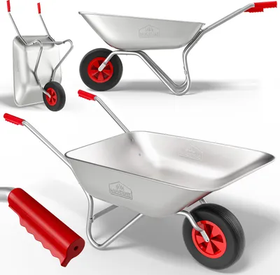 Image de GARDEBRUK® Brouette 80L galvanisée poignée caoutchouc max. 100kg brouette jardin brouette de chantier jardinage chariot de transport roue