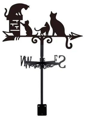 Dekorativer Katzen-Wetterhahn aus Metall, 35,8x25 cm, schwarz