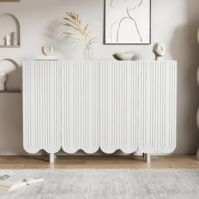 Produktbild von Merax komoda z 4 szufladami, kredens szafka do salonu bufet, szer:120cm, biały