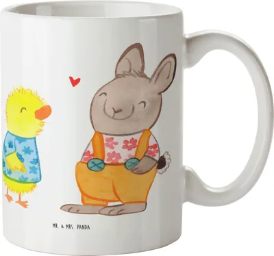 Produktbild von Mr. & Mrs. Panda Keramiktasse Ostern Freundschaft - Weiß - Geschenk, Hase, schöne tasse, Ostergrüße, Osterhase, Geschenktasse, Trinkbecher, Kaffeetasse, Liebe, Ostereier