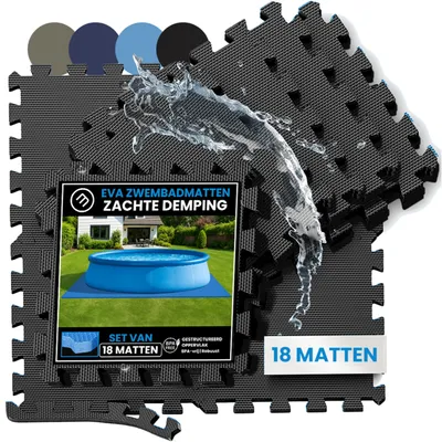 Image de Tapis de sol pour piscine, 18 dalles de puzzle en EVA, tapis de sol étanche pour piscine