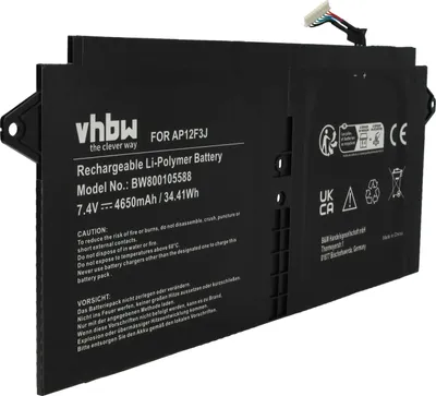 Produktbild von vhbw Akku Ersatz für Acer KT.00403.009, AP12F3J, 2ICP3/65/114-2 für Notebook (4650 mAh, 7,4 V, Li-Polymer)