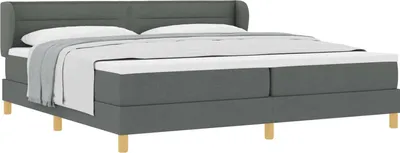 Zdjęcie produktu dla vidaXL Łóżko sprężynowe z materacem ciemnoszare 200 x 200 cm tkanina
