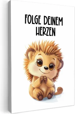 Produktbild von MuchoWow® - Leinwandbilder - Igel - Weiß - Tiere - Zitat - Herz, Wandbild, Wanddeko Bilder Wohnzimmer, 20x30 cm