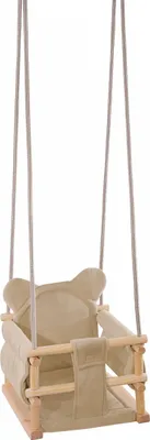 Produktbild von Samtige Holzschaukel in Eimerform, Teddybär, beige HWMB6436