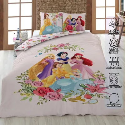 Immagine prodotto di Biancheria da letto per ragazze Disney Princess 135 x 200 cm 100% cotone