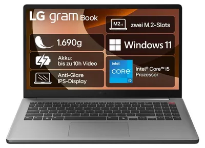 Image de gramBook Notebook, 396 mm, processeur Intel i5, 16 Go de RAM DDR4, disque SSD double de 512 Go, résolution 1920 x 1080, audio HD avec Dolby Atmos, modèle 15U50T-G, numéro de série AA56G