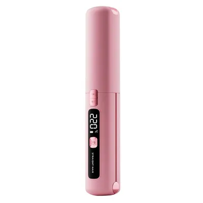 Produktbild von Kabellose Glättbürste mit Keramik & Ionen,  tragbare 2-in-1 Glätt- & Lockenbürste,6 Temperaturstufen, LCD-Display, USB-C, 4500mAh Haarglätteisen