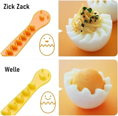 Produktbild von GKA 2 Stück Eierschneider Welle und Zickzack mit Gesicht Ei Eierteiler Dekorierer für gekochte Eier