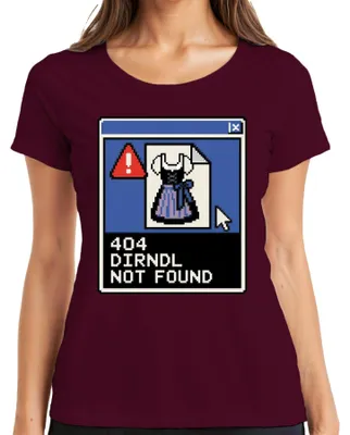 Productafbeelding van 404 Dirndl niet gevonden. , Wiesn, traditionele kleding, lederhosen, Bayern, dames T-shirt, bordeauxrood, maat M