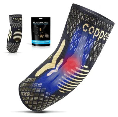 Productafbeelding van Elleboogbandage met koperionen, maat M, compressie, geschikt voor tenniselleboog en golfelleboog