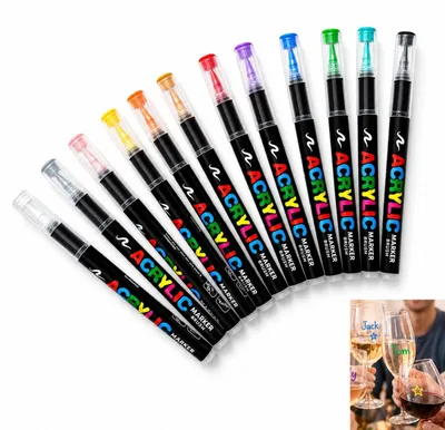 Glasstift-Set 12 Farben – abwaschbare Glasmarker für Gläser & Co.