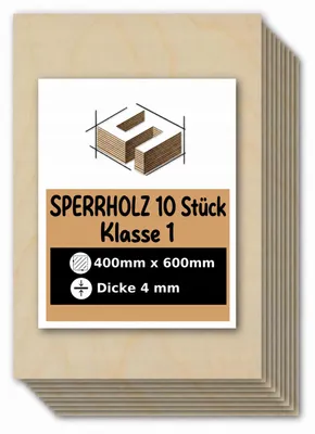 Produktbild von Rechteckige Birkensperrholzplatten zum Basteln und Bemalen – Lasergravur, Laserschnitt, CNC-Fräsen, Modellbau, Laubsägearbeiten, Brandmalerei und Decoupage – Klasse 1 – 40 × 60 cm (400 × 600 mm) – 4 mm – 10 Stück