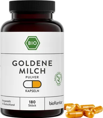 Produktbild von Goldene Milch Kapseln I 180 Kapseln I vegane Kapseln mit Kurkuma von bioKontor