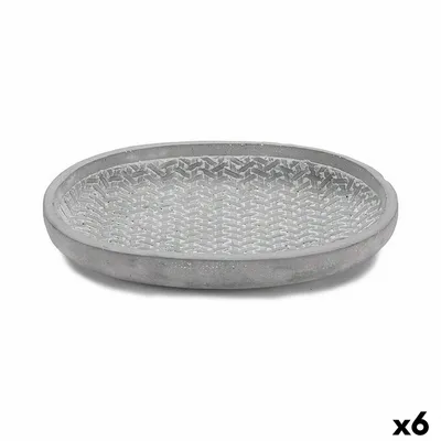 Obrázek produktu pro Květináčový talíř s reliéfem šedý 28 x 4 x 23 cm (6 kusů)