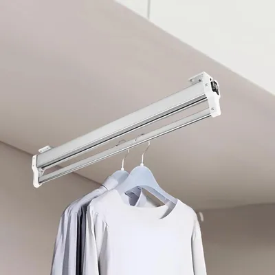 Produktbild von Ausziehbarer Hosenhalter - Kleiderschrank-Einsatz - Teleskop 54,2–110 cm - Kugellagerschienen - Kapazität 18–20 Hosen - Tragkraft 25 kg - Silber