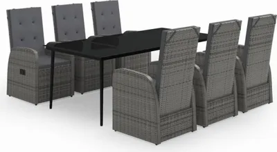 Obrázok produktu pre vidaXL 7-dielna záhradná jedálenská súprava s vankúšmi Grey