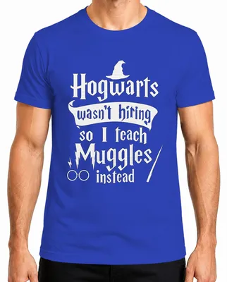 Imagen del producto de Hogwarts no estaba contratando, así que enseño a muggles. Camiseta para hombre, diseño de Harry Potter, color azul, talla L