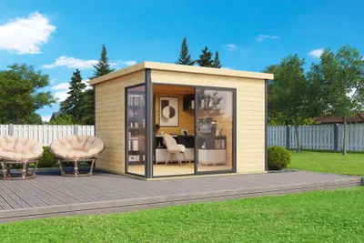 Produktbild von Lasita Maja Gartenhaus / Outdoorküche / Homeoffice / Sauna / Wellness Domeo 1 Natur/Anthrazit, Farbe:naturbelassen, Dachform:Pultdach