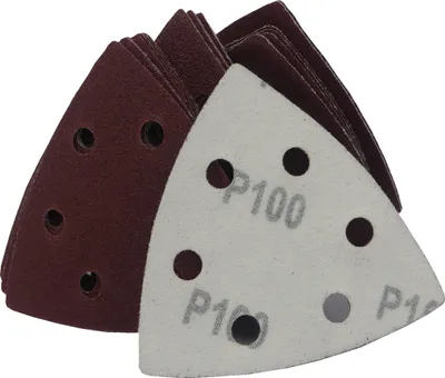 Produktbild von 25 Stück Delta Schleifdreiecke 93x93x93mm Körnung P150 KLETT Schleifscheiben Schleifpapier mit 6 Loch Deltaschleifer Schleifblätter BOHRFUX