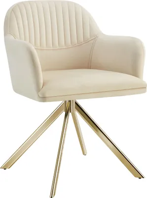 Image de Chaise pivotante en velours Lona avec rembourrage épais - crème/or, par pièce