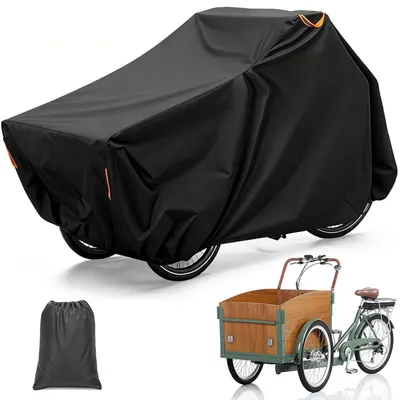 Image de Housse de protection pour vélo cargo, imperméable, en Oxford 420D, avec protection UV et bandes réfléchissantes