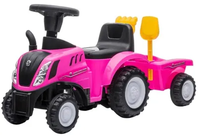 Produktbild von Bandits & Angels Kinderfahrzeug New Holland Traktor mit Anhänger, rosa, ab 1 Jahr – mit funktionierenden Scheinwerfern – Kinderfahrzeug blau – Kinderfahrzeug für Jungen – New Holland