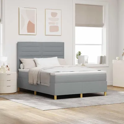Produktbild von Maison Exclusive - LED Boxspringbett mit Matratze Hellgrau 160 x 200 cm Stoff