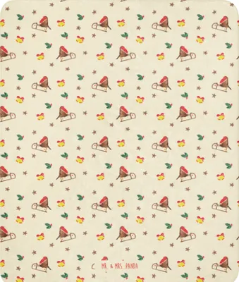 Produktbild von Mr. & Mrs. Panda Wohndecke Rotkehlchen Schlitten 130 x 155 cm - Gelb - Geschenk, Heimdecke, Wärmedecke, Weihnachten, Kuscheldecke, Tagesdecke, Plaid, Vogel