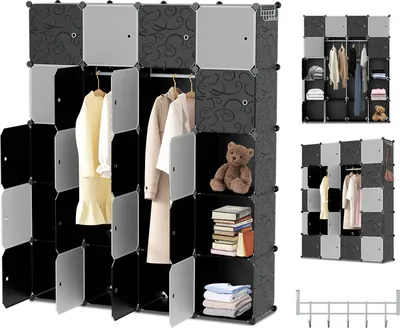 Produktbild von TolleTour Kleiderschrank DIY Bücherregal Schrank Standregal mit Türen 20 Würfel