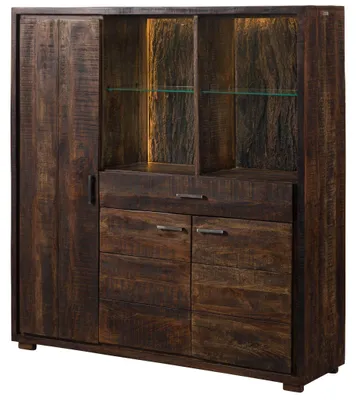 Produktbild von MASSIVMOEBEL24.DE Highboard Akazie 140x40x150 dunkelbraun lackiert BARK #215